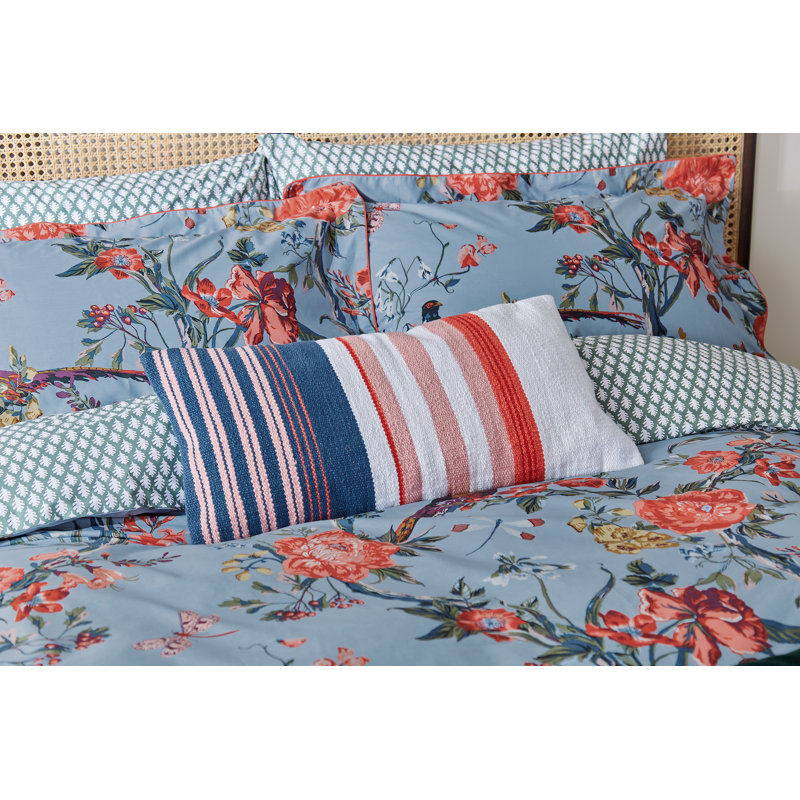 Polyester Striped Rectangular Lumbar Cushion with Filling