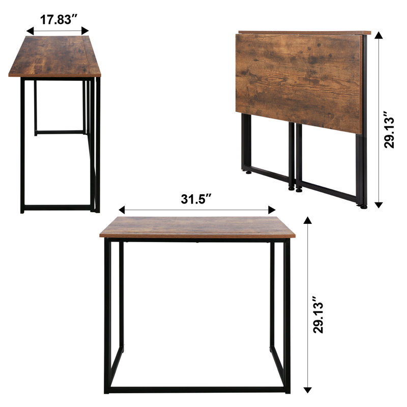Metal Base Computer Writing Desk, Rustic Brown/Black