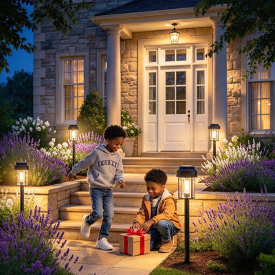 Lampes solaires d'extérieur pour allées, jardins, cours, allées, pelouses, parterres de fleurs, allées de garage, patios, trottoirs et porches (lot de 8)