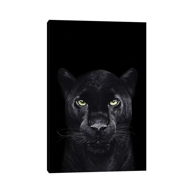 The Panther On Black by Valeriya Korenkova - Wrapped Canvas Print, 101.6 cm H x 66.04 cm W x 1.91 cm D
