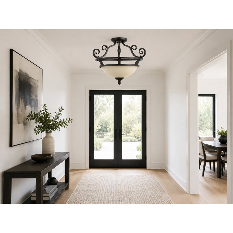 Glass Semi Flush Mount, Oil Rubbed Bronze