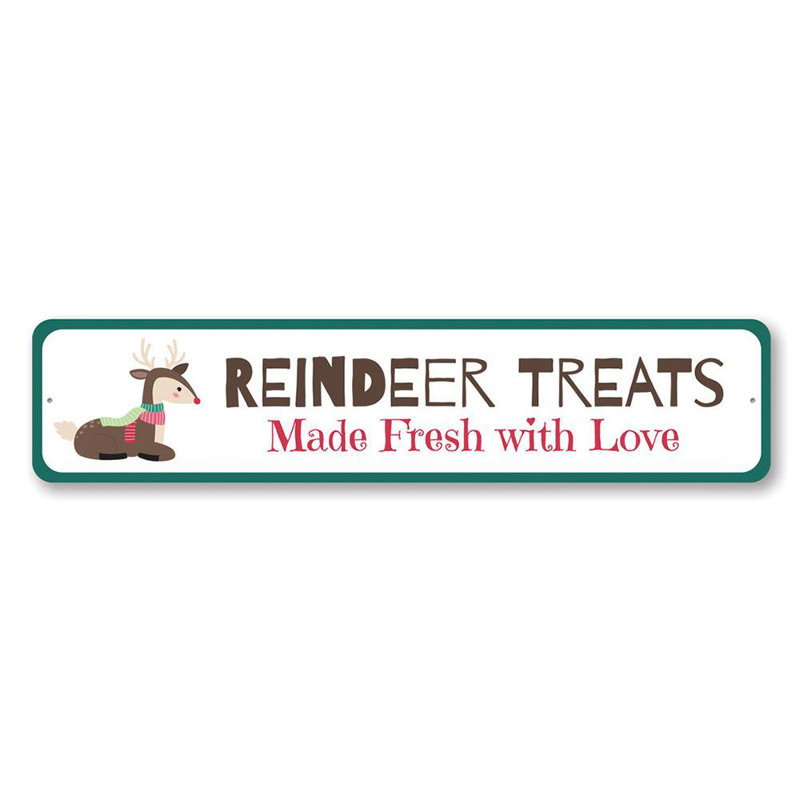 Enseigne en aluminium «Reindeer Treats Holiday», H 6 po x l 24 po x P 0,06 po