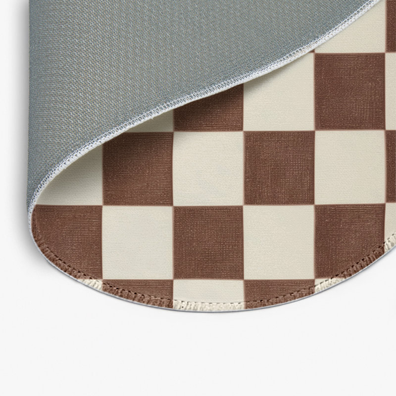 Tapis d'intérieur et d'extérieur à carreaux beige, Rond 5 pi