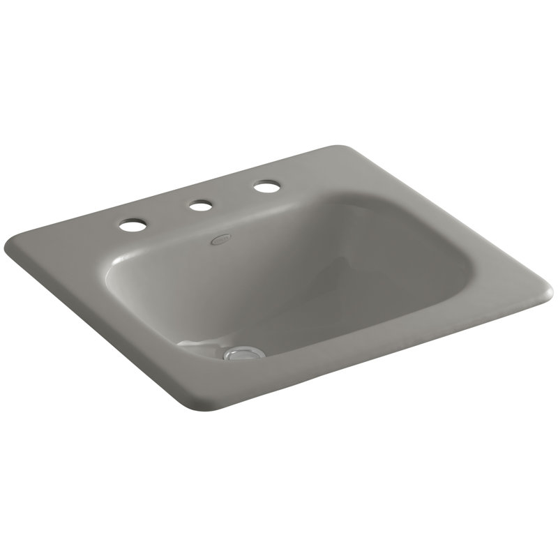 Tahoe Metal Rectangular Drop-In Bathroom Sink with Overflow, Cashmere, 8" centers