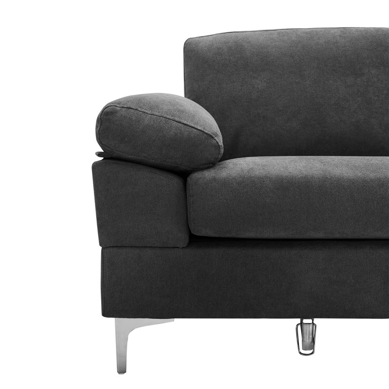 Canapé modulaire 3 pièces rembourré, Mélange de polyester gris foncé