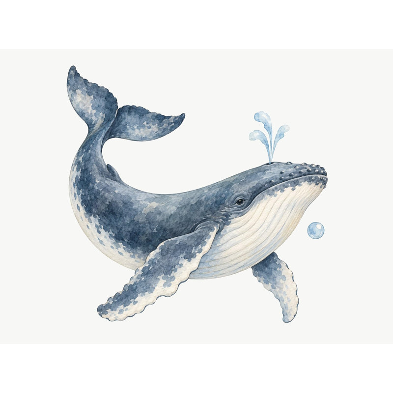 Large Whale Wall Decals, Set of 2 Peel and Stick Nursery Wall Stickers, Satin Finish Removable Kids Room Wall Art, 20"W x 20"H (50 x 50 cm)