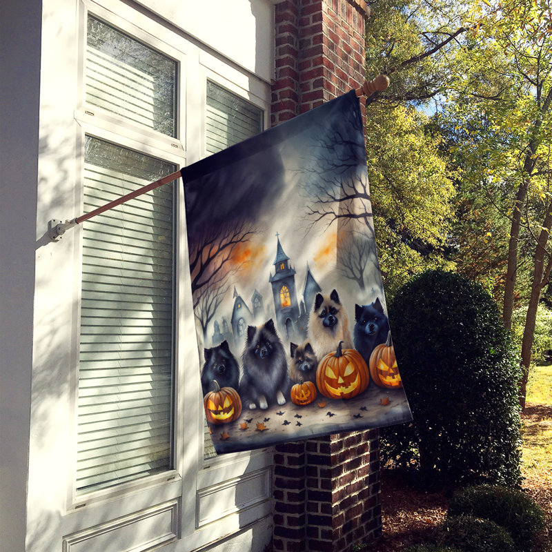Drapeau de la maison d'Halloween Keeshond Spooky