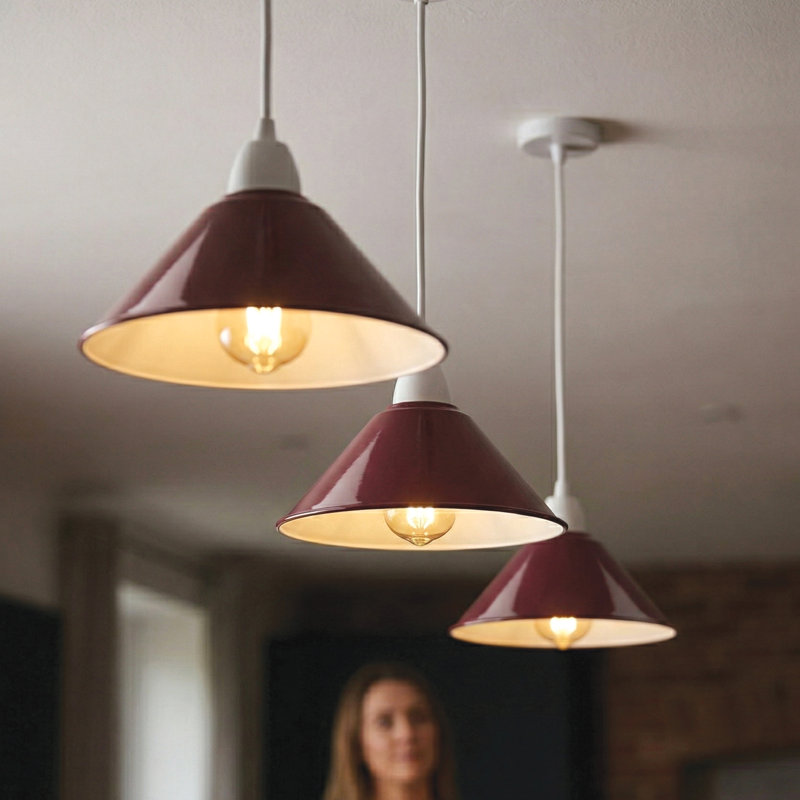 10cm H Metal Cone Lamp Shade, Burgundy