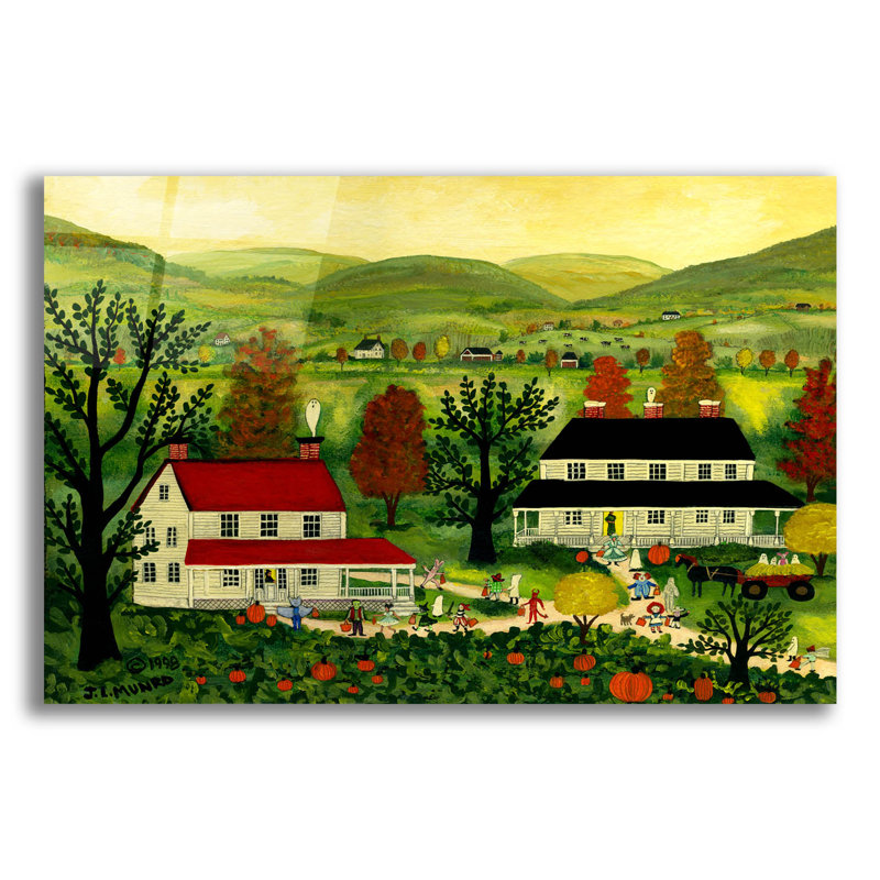  «Halloween In The Country» par JL Munro, art mural en verre acrylique, 24 po x 16 po, H 16 po x l 24 po
