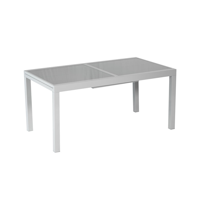 Ashmita Rectangular Glass Extendable Outdoor Dining Table 90 cm D, 75cm H x 160 - 220cm W x 90cm D