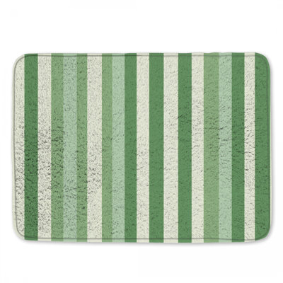 Tapis de bain vert à rayures