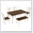 6-Piece Dining Set Wooden Table and 4 Chairs with Bench for Dining Room