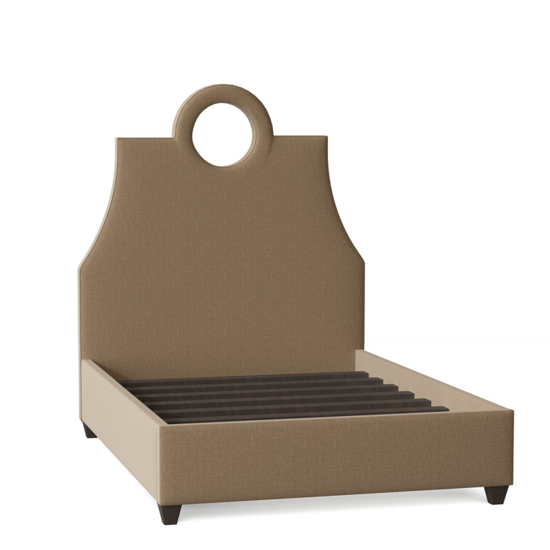 Tess Upholstered Bed, Queen, Bella Black Performance Velvet, Brown Mahogany