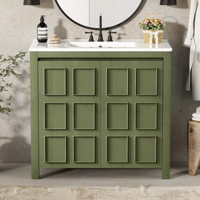 Meuble-lavabo de salle de bain avec lavabo en céramique, armoire et tablette