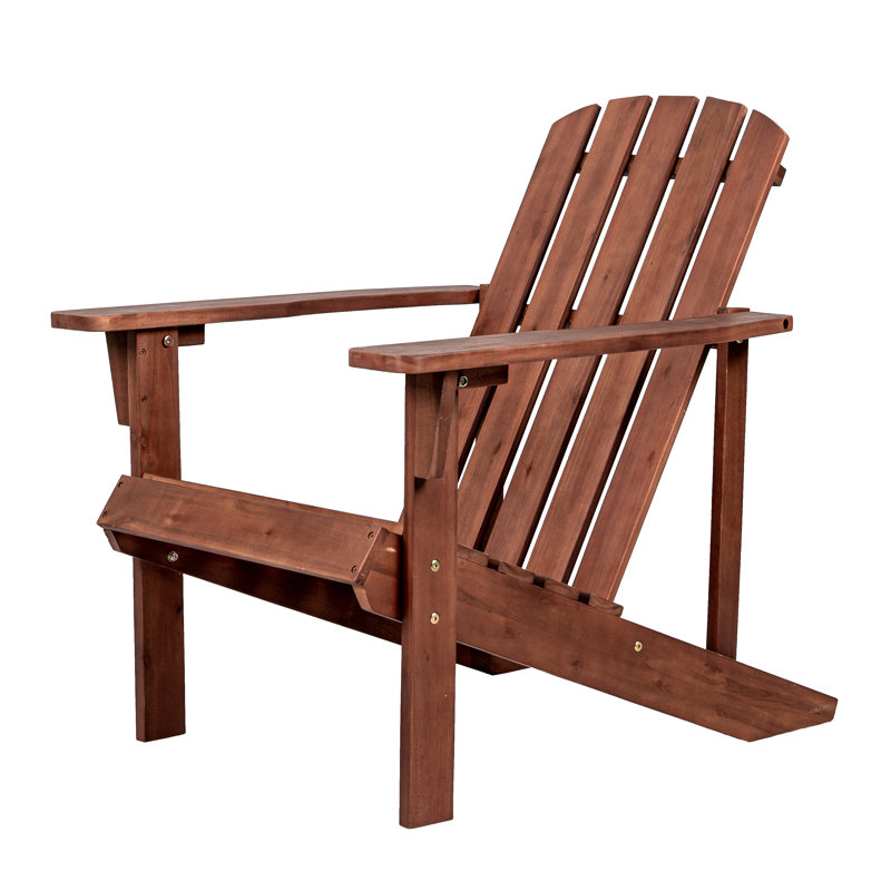 Chaise Adirondack d'extérieur en bois d'acacia massif Westport Classic, chaise longue brun foncé résistante aux intempéries pour terrasse, jardin et foyer