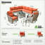 Ensemble de conversation modulaire en osier / rotin pour 8 personnes avec table basse éclairée et chaises pivotantes, ensemble de conversation modulaire d'extérieur avec coussins Emroy-2011649884-1993159726