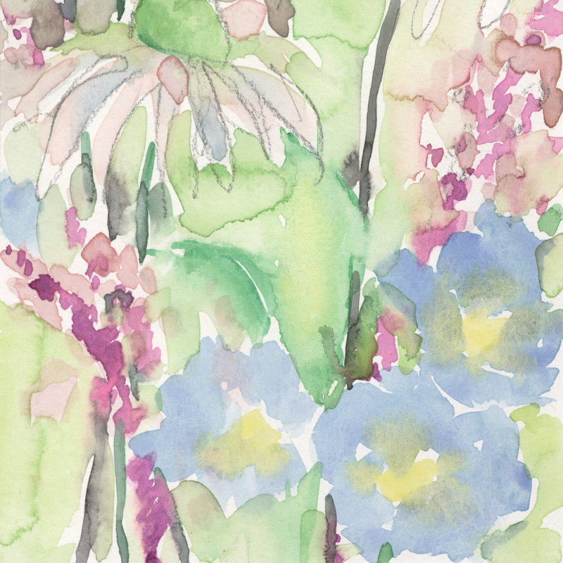 Watercolor Floral Accent II - peinture sur toile tendue, H 36 po x l 36 po x P 1,25 po