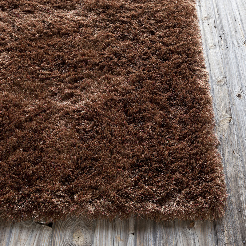 Tapis de zone brune contemporaine texturée Shaylene, 5 pi x 7 pi 6 po