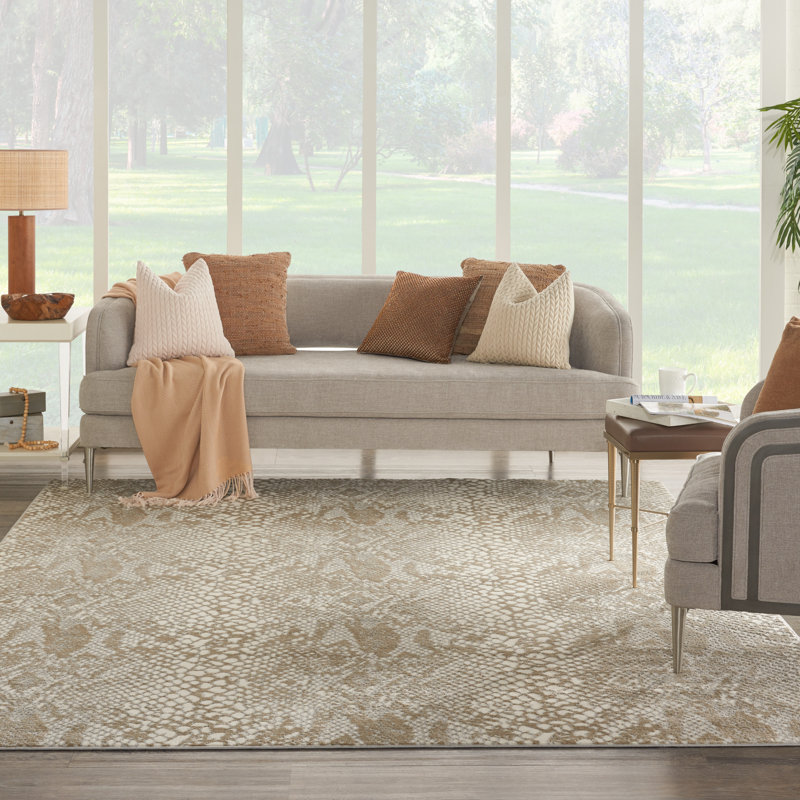 Tapis beige à imprimé animal Alema, Rectangle 5 pi 3 po x 7 pi 3 po