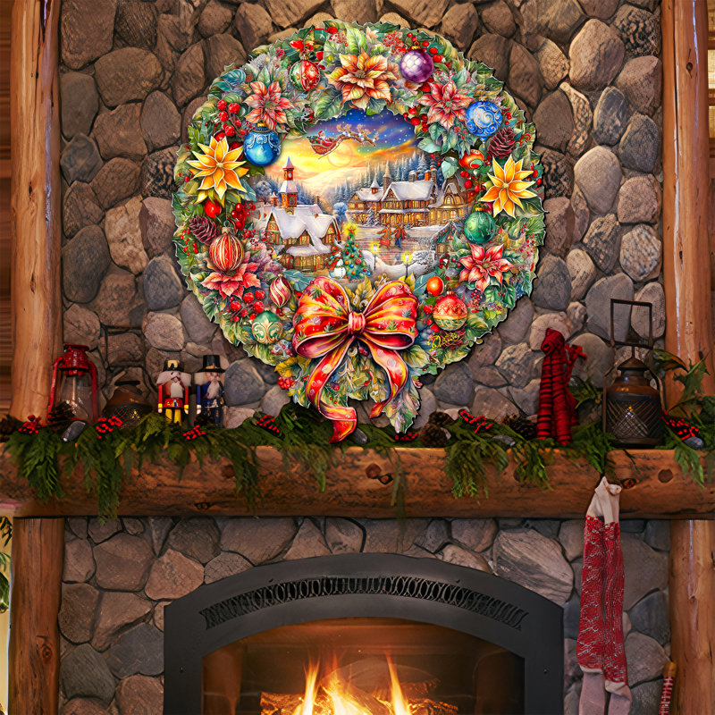 Décoration de Noël de Noël avec couronne de Noël par Debrekht, H 24 po x l 21 po x P 1 po, Noël 2