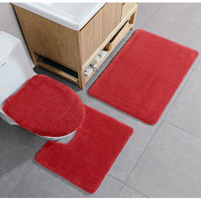 Ensemble de bain 3 pièces antidérapant pour salle de bain, grand tapis de contour et couvercle de siège de toilette