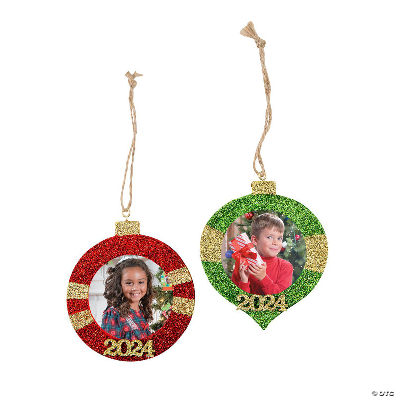 Ensemble de 3 décorations de Noël en bois rouge et vert 3 1/2 pouces 2024 - 12 pièces
