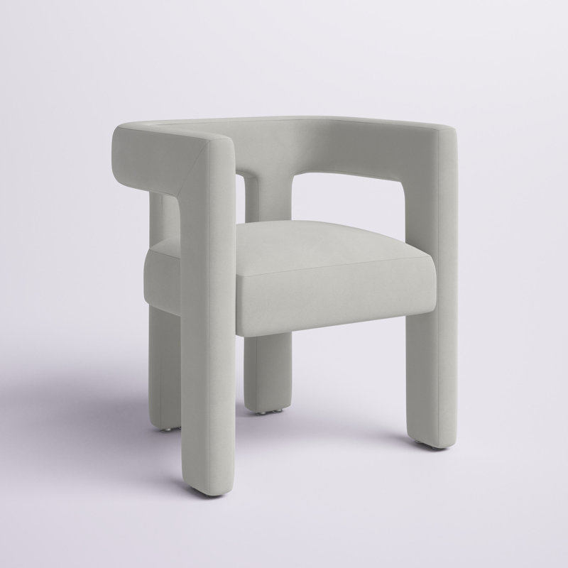 Scott 18.3'' H Leather Upholstered Armchair, Light Gray Velvet
