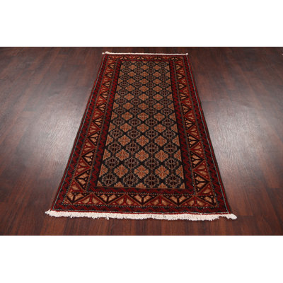 Tapis décoratif en laine de conception unique 3 pi 1 po x 6 pi noué à la main New Age Balouch