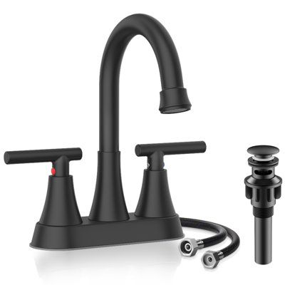 Robinet pour salle de bain à 2 poignées avec ensemble de bonde centrales