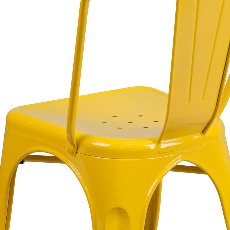 Commercial GradeMetal Indoor-Outdoor Stackable Chair, Yellow