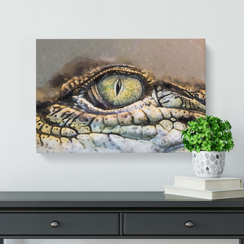 Crocodile Eye - Wrapped Canvas Print, 60cm H x 91cm W x 3cm D