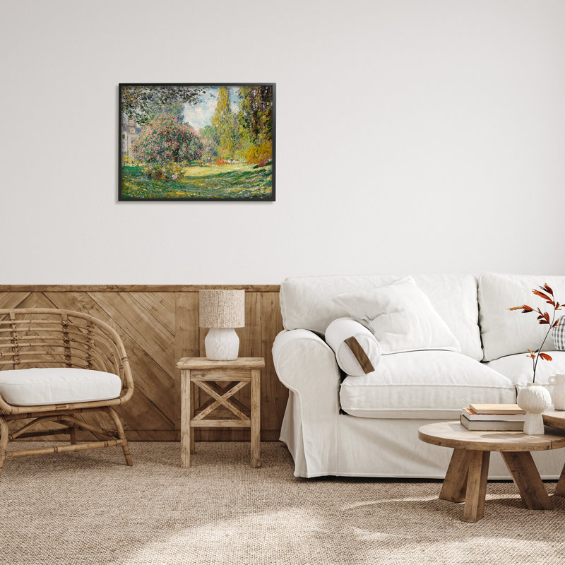Jardin de fleurs impressionniste, Giclée encadrée noir minuit, H 24 po x l 30 po x P 1,5 po