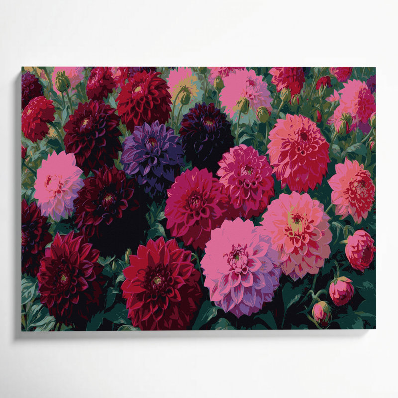 Art mural sur toile Botanical Dahlias, H 16 po x l 20 po