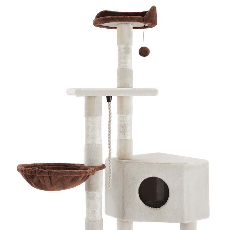 Sam's Pets 54" Beige and Brown Multi-Tier Cat Tree