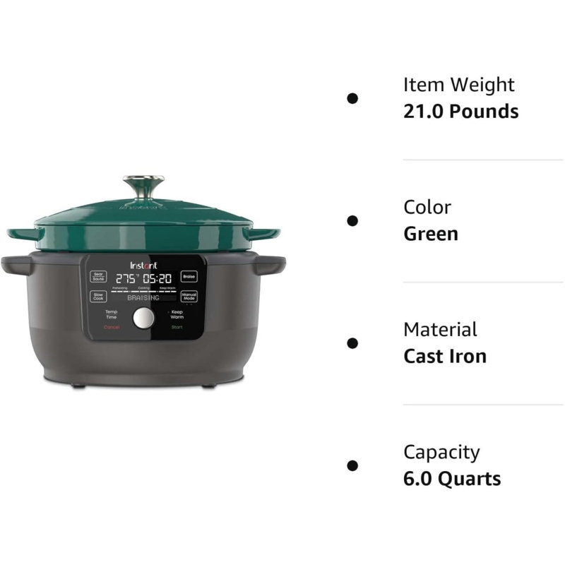 Instant Pot 6 Quarts Cast Iron Dutch Oven