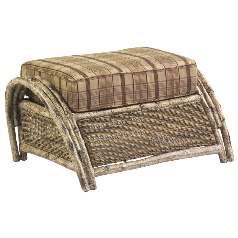 Repose-pieds d'extérieur avec coussin River Run, Toile Sunbrella® beige chiné