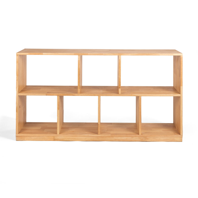 Bibliothèque basse Zanesfield, console de canapé, bois massif, tablettes ouvertes