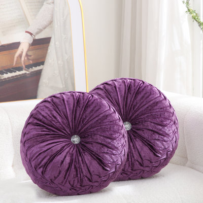 Coussin décoratif en velours rond 15 po (ensemble de 2)