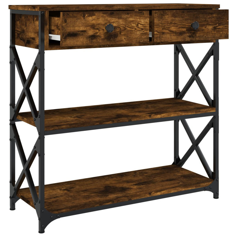 Console Table, 75cm H x 75cm W x 28cm D, Smoked Oak