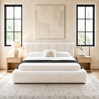 Luxurious Cloudsoft Bouclé Compressed Upholstered Platform Bed