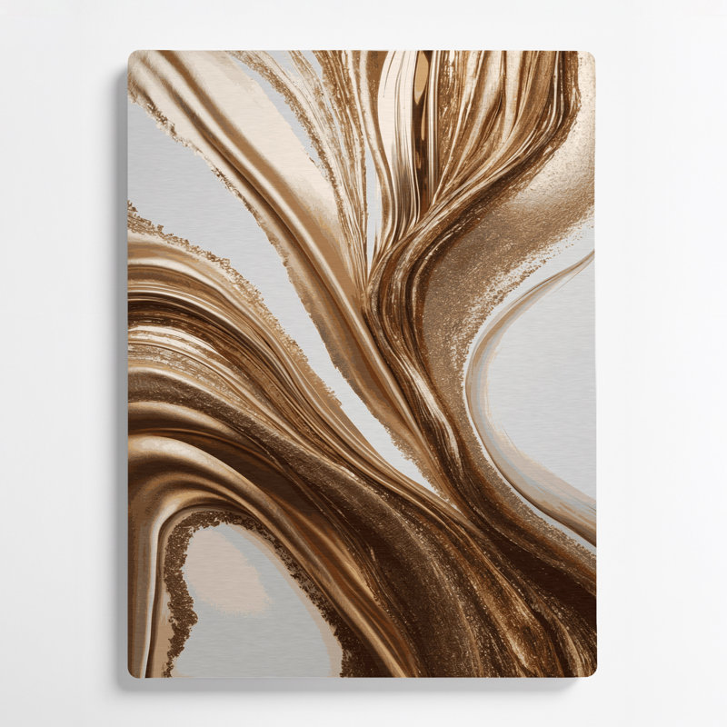 Art mural abstrait en métal beige 97, H 12 po x l 18 po