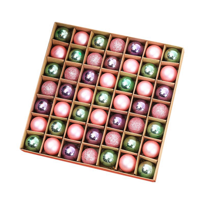 49 ensembles de décorations de Noël de 3 cm, boules de couleurs vives, boules galvanisées, boîte-cadeau, décoration de scène d'arbre de Noël