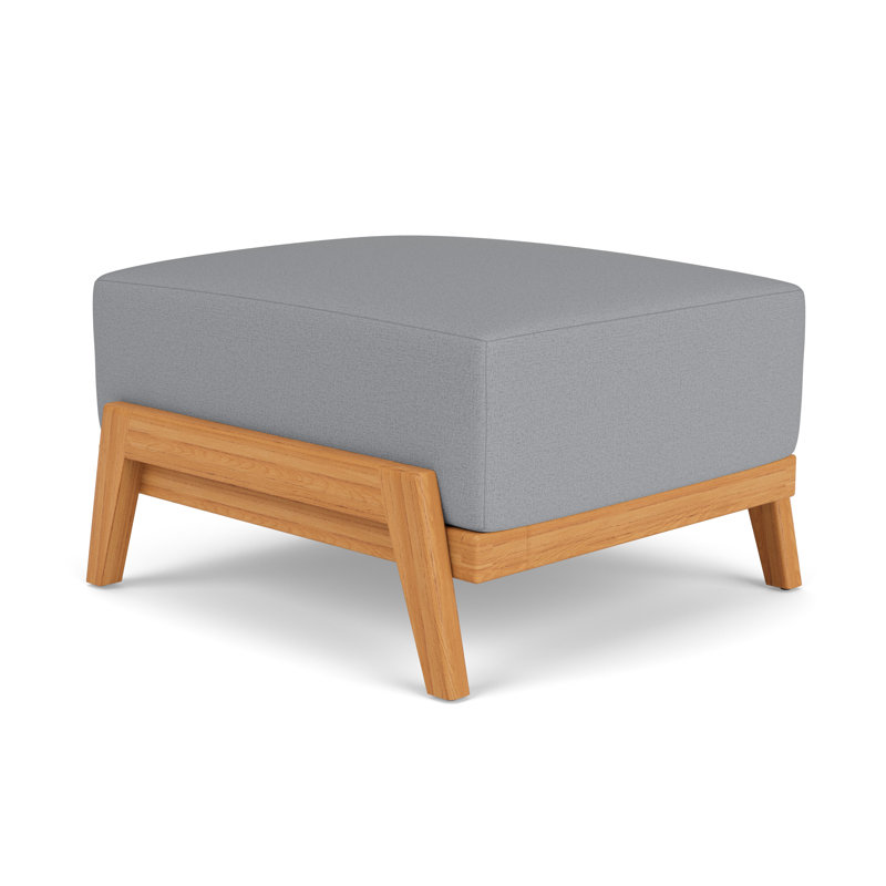 Alpine Rectangle Outdoor Teak Ottoman Patio Ottoman, Sandberg Pewter