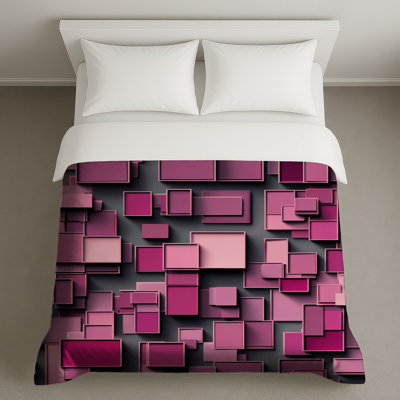 Housses de couette à carrés géométriques roses