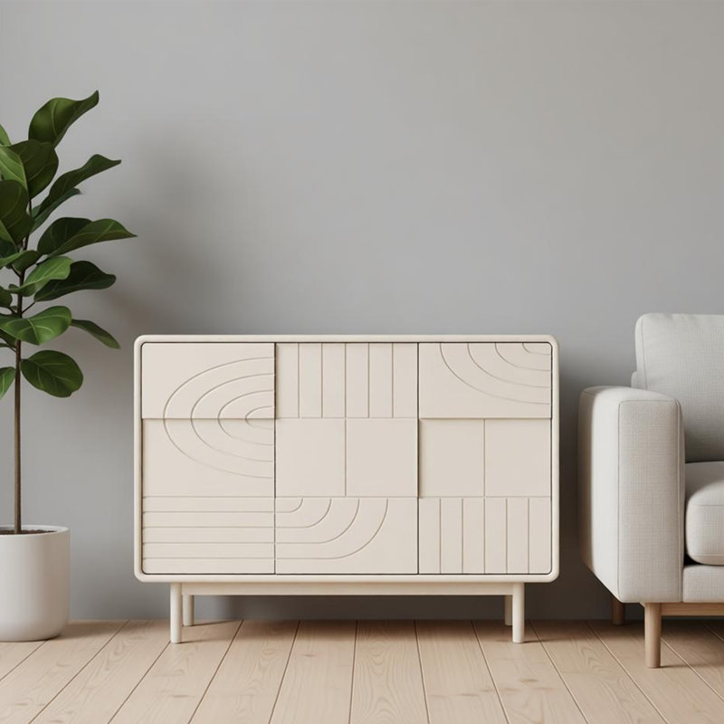 Armoire d'entrée médiévale, Cream, 35.43" H x 47.24" W x 13.77" D