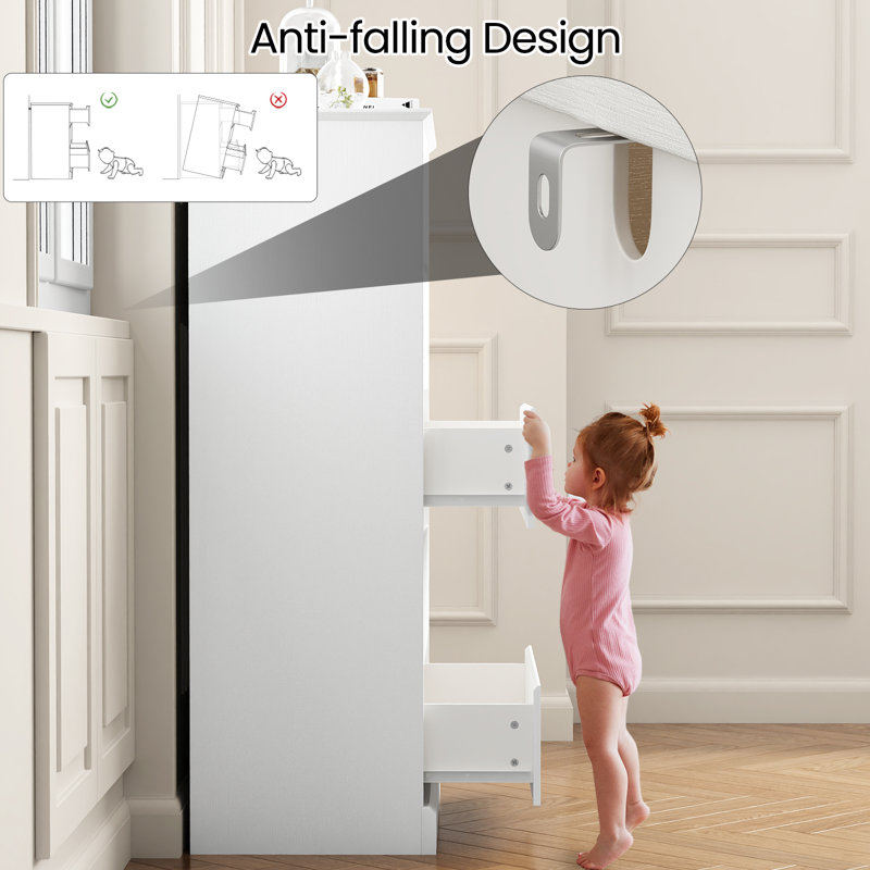 Modern Tall Storage Chest Of Drawers (Set Of 2), White