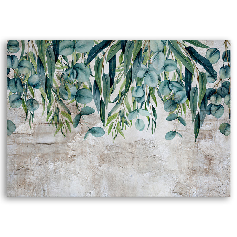 Green Hanging Leaves Concrete - Wrapped Canvas Print, 80cm H x 120cm W