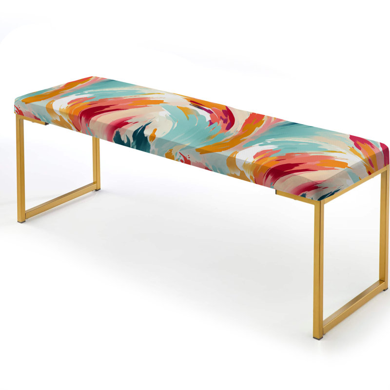 Ikat coloré artistique tourbillon Mirage - banc rembourré or Ikat