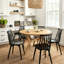 Table basse ronde en bois d'hévéa naturel 34,5 po, table basse 2-en-1 à hauteur réglable