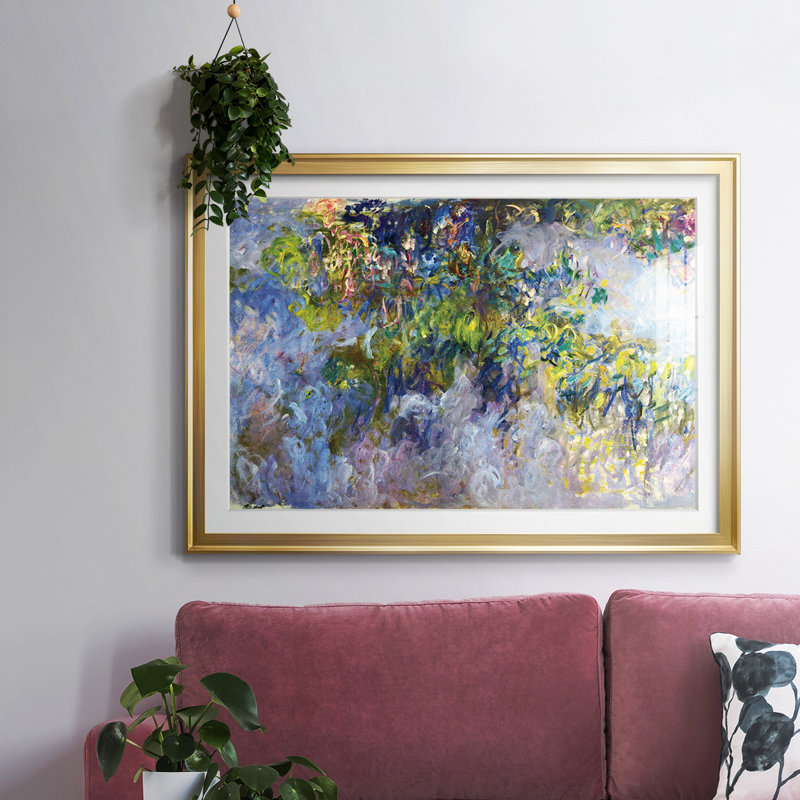 " Wisteria [1] " by Claude Monet, Gold, 27" H x 39 W x 1.5 D